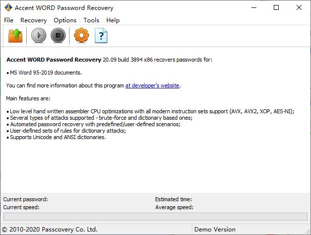 Accent WORD Password Recovery下载,密码恢复,解密软件