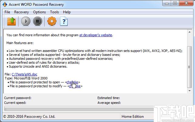 Accent WORD Password Recovery下载,密码恢复,解密软件